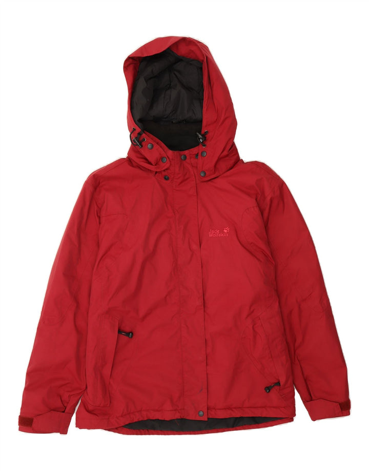 JACK WOLFSKIN Womens Hooded Windbreaker Jacket UK 18/20 XL Red Polyester Vintage Jack Wolfskin and Second-Hand Jack Wolfskin from Messina Hembry 