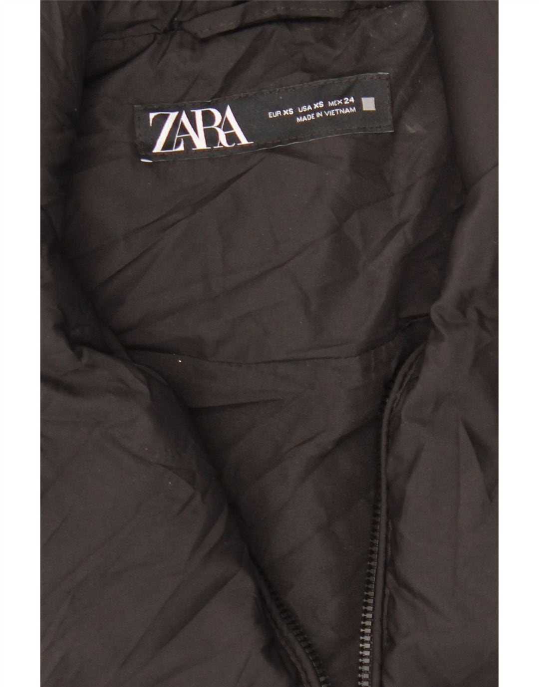 ZARA Womens Crop Oversized Padded Gilet UK 6 XS Black Polyester