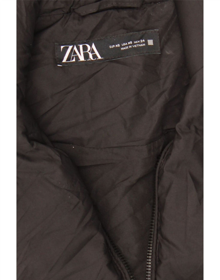 ZARA Womens Crop Oversized Padded Gilet UK 6 XS Black Polyester