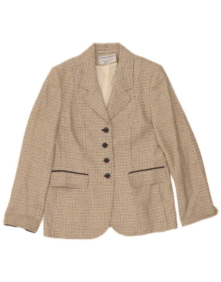 Barbara Kessels Dame 4-knaps blazerjakke EU 38 Medium Beige ternet uld
