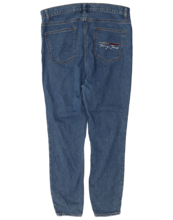 Tommy Hilfiger Damen-Jeans mit hoher Taille und Grafik, Röhrenjeans, US 14, XL, W34, L27, Blau