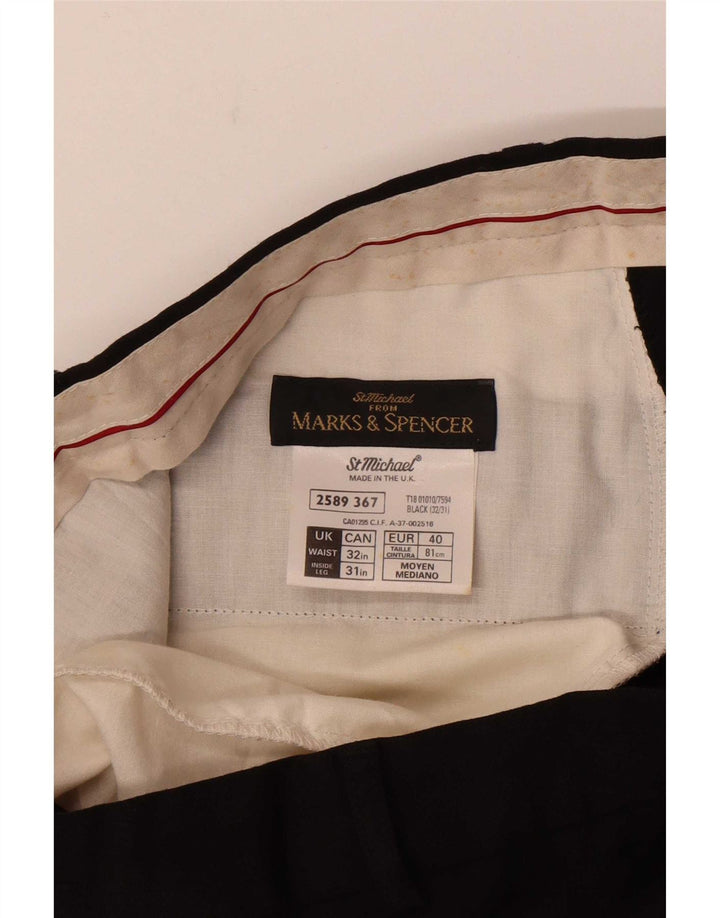 Marks & Spencer Mens St. Michael Straight Suit Trousers W32 L28 Black Wool