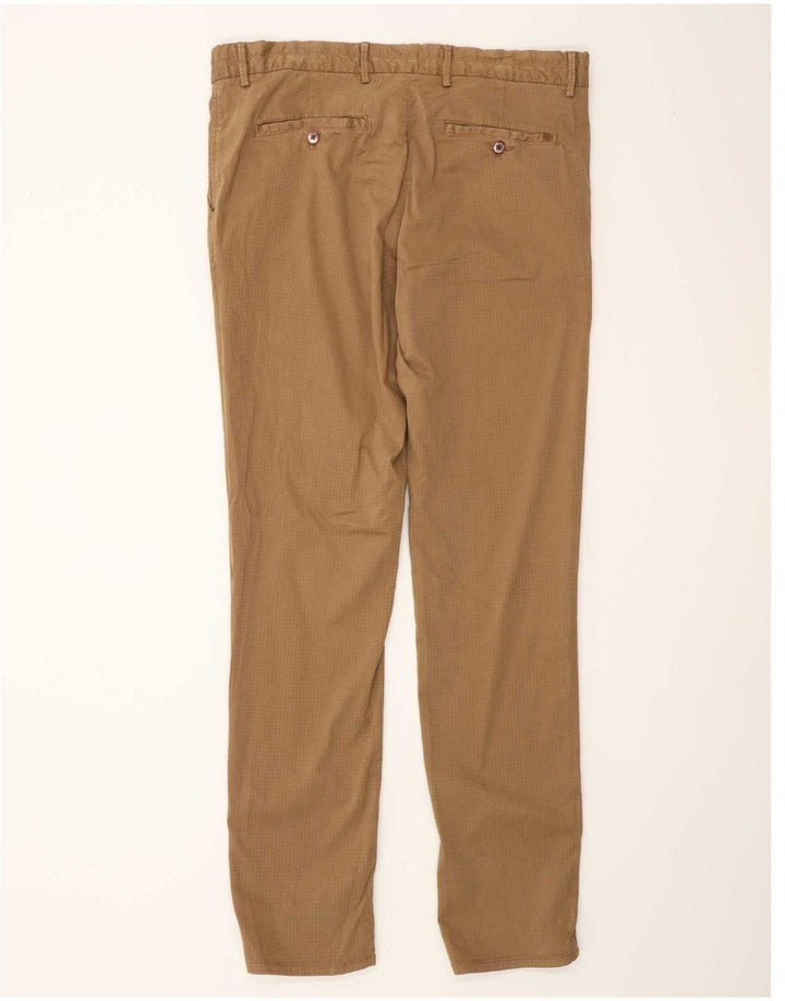 Massimo Dutti Mens Cargo Chino Trousers EU 44 Large W34 L33 Brown Check