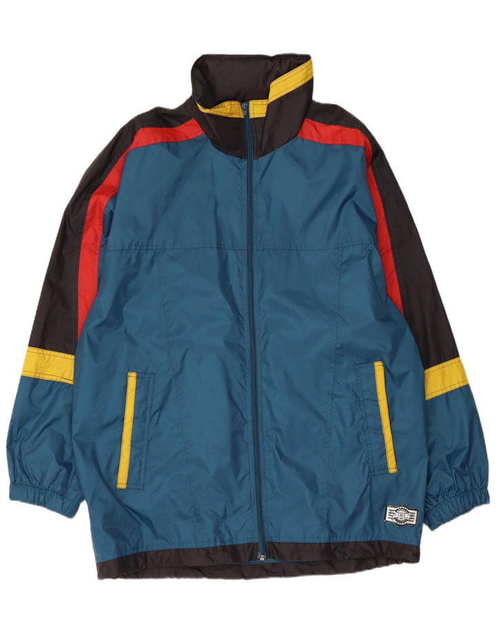 Brugi Mens Hooded Rain Jacket UK 40 Large Blue Colourblock Polyamide