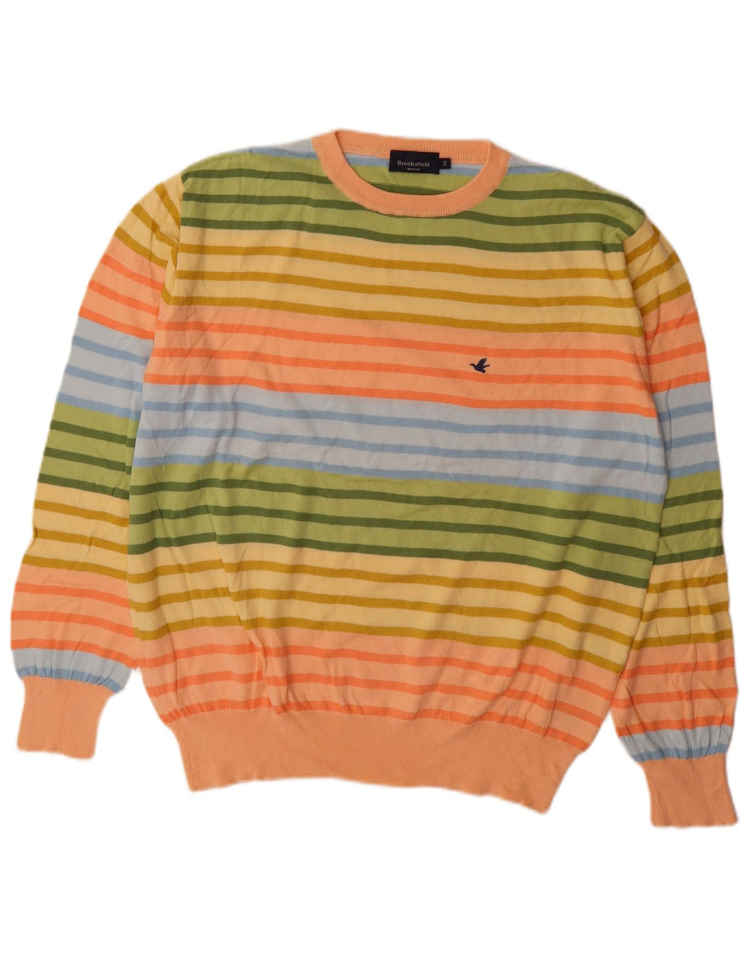 Brooksfield Mens Crew Neck Jumper Sweater IT 56 XL Multicoloured Striped