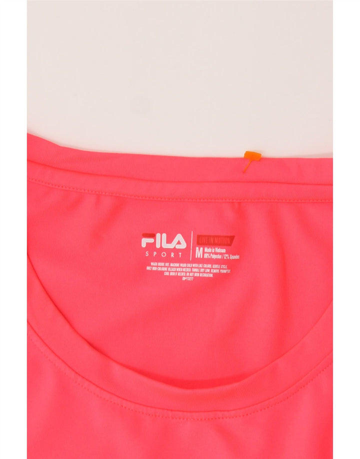 FILA Womens T-Shirt Top UK 12 Medium Pink Colourblock Polyester Vintage Fila and Second-Hand Fila from Messina Hembry 