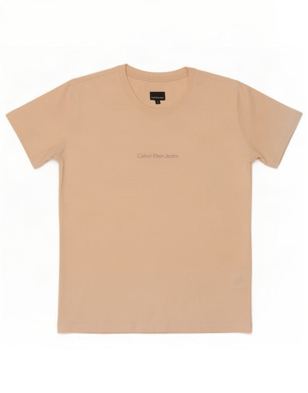 Calvin Klein Jeans Womens T-Shirt Top UK 14 Large Pink Cotton