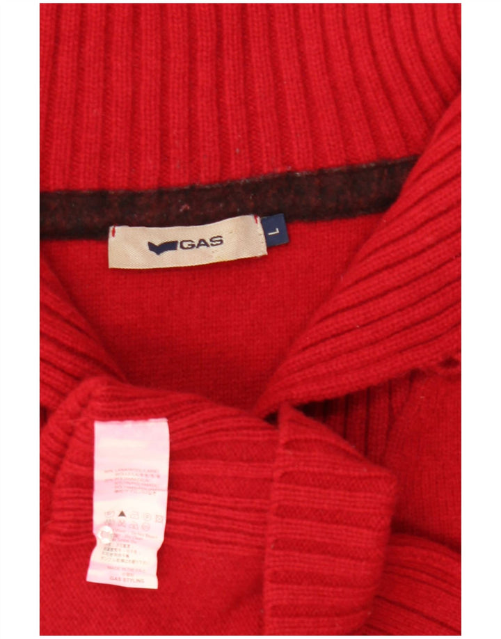 Gas Womens Button Neck Jumper Sweater UK 16 Large Red Wool