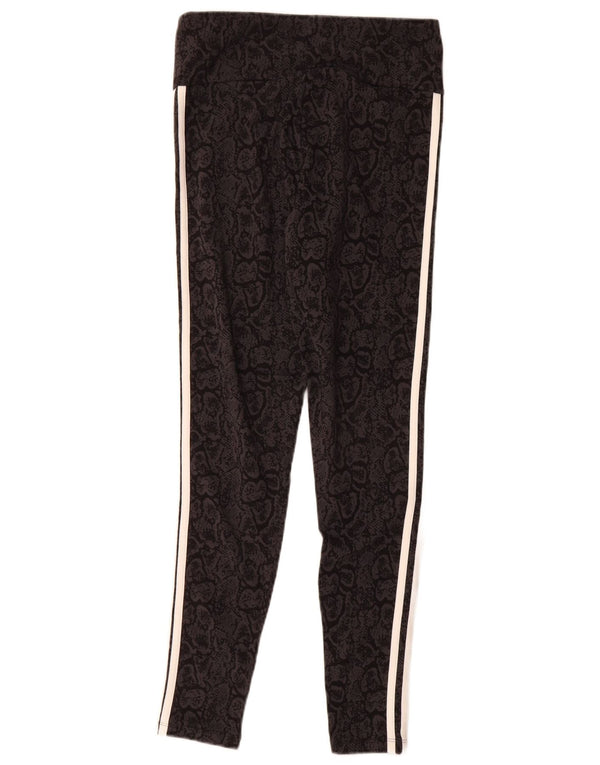 Adidas Womens Leggings UK 12/14 Medium Black Animal Print Bomuld