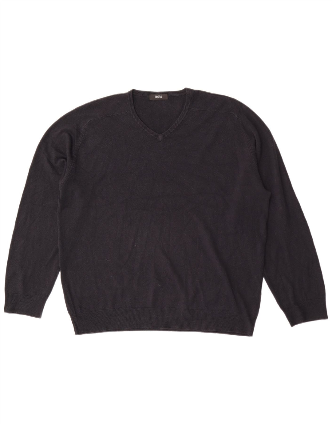 Marks & Spencer Mens V-Neck Jumper Sweater XL Navy Blue Acrylic