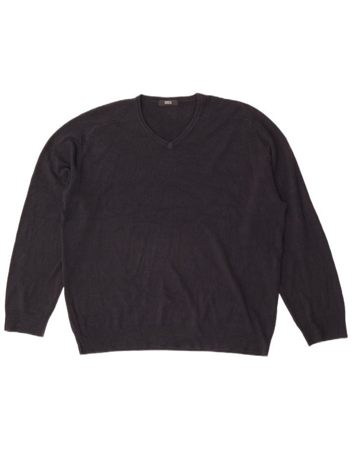Marks & Spencer Mens V-Neck Jumper Sweater XL Navy Blue Acrylic