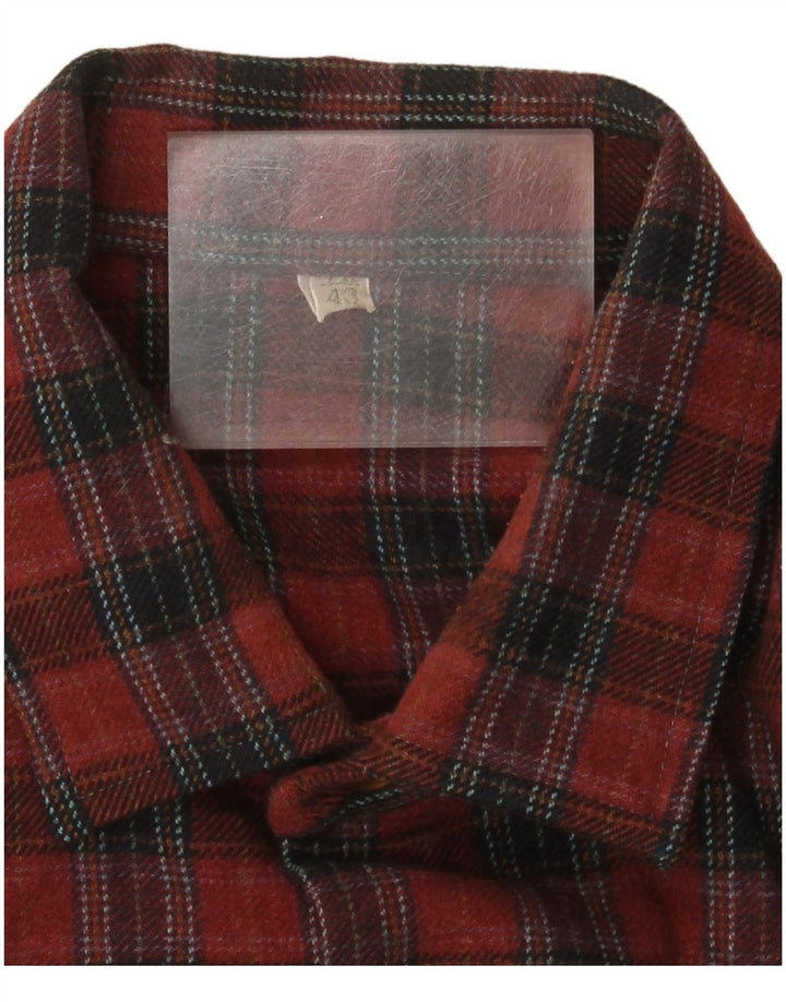 Vintage Mens Flannel Shirt Size 43 Large Red Check Wool