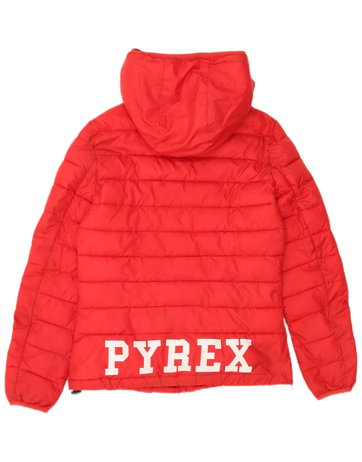 Женская стеганая куртка с капюшоном и графическим рисунком Pyrex UK 10, маленький красный полиэстер