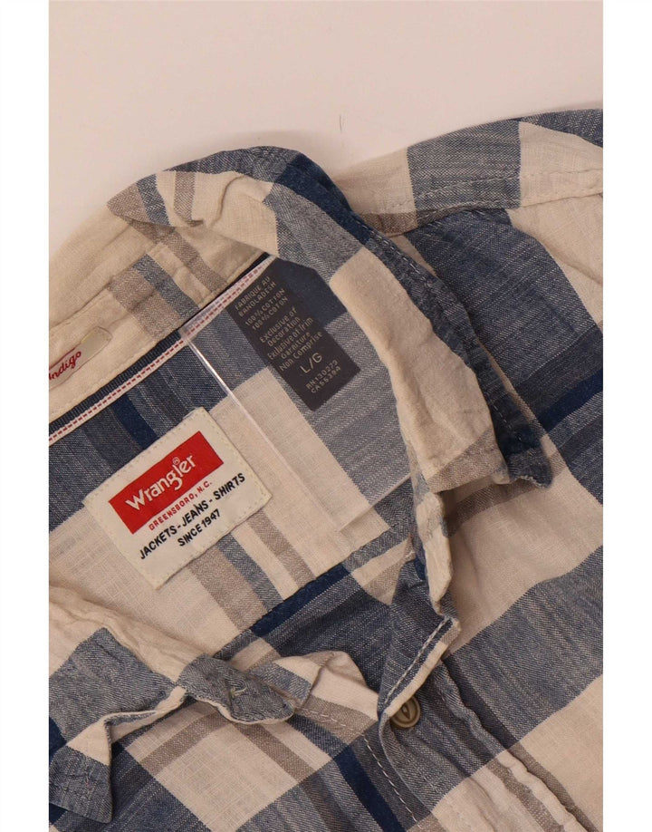 Camisa masculina Wrangler grande algodão xadrez bege