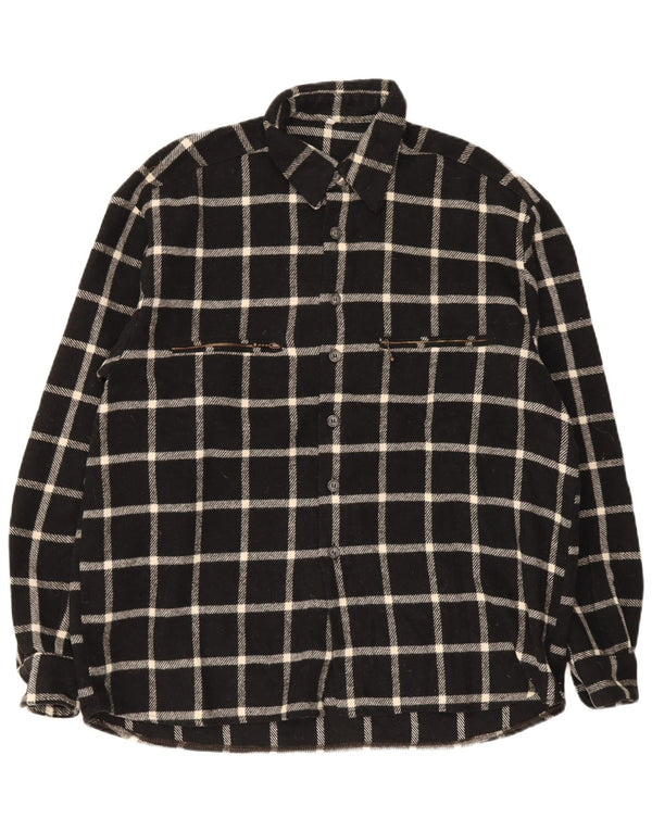 chemise en flanelle vintage pour hommes grand chèque noir
