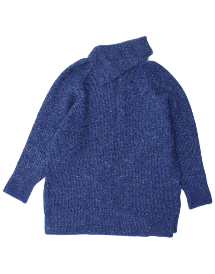 Monsoon Womens Roll Neck Jumper Sweater UK 10 Small Blue Acrylic
