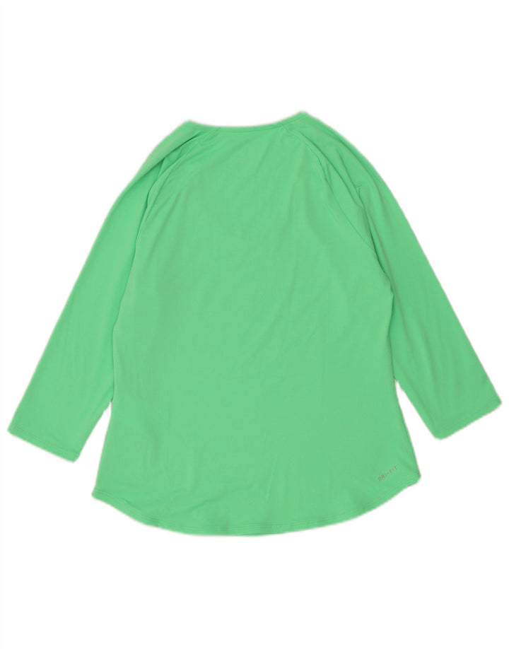Nike Dame Dri Fit Top 3/4 ærme UK 12 Medium Green Polyester