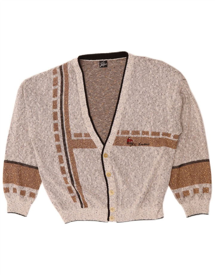 Maria Jose Mens Cardigan Sweater XL Grey Colourblock