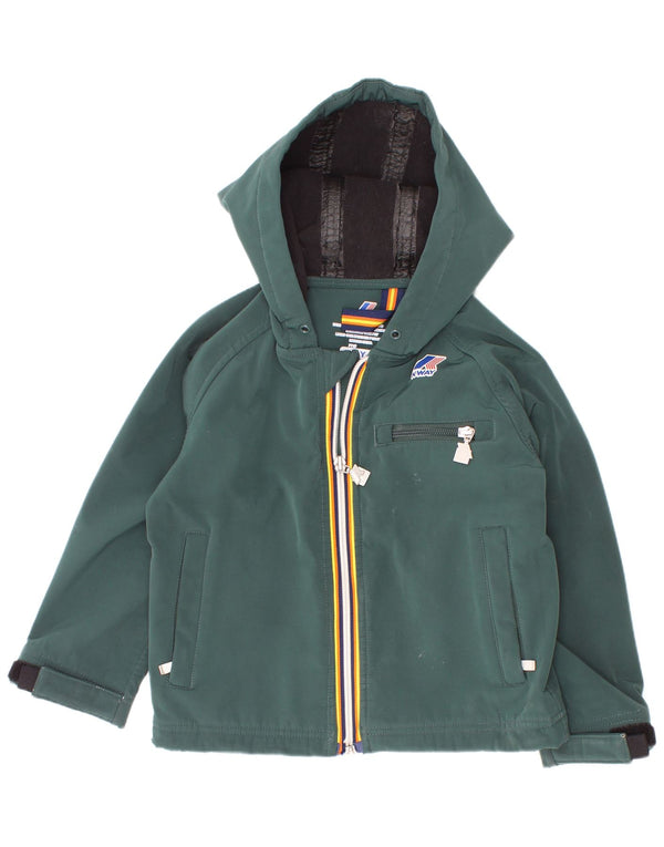 Jaqueta corta-vento com capuz K-Way Boys 4-5 anos poliéster verde