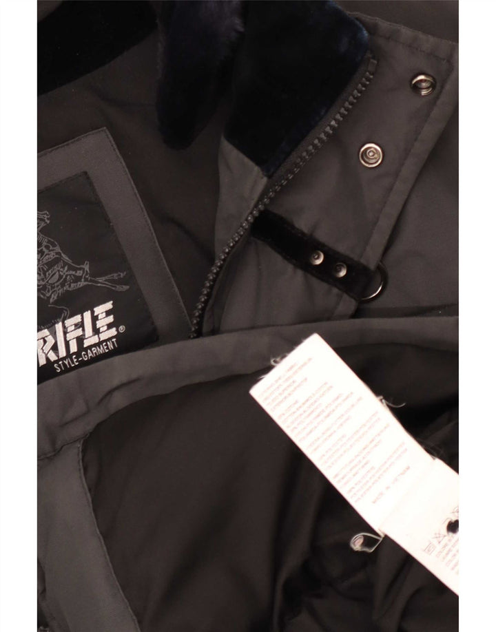 Rifle Mens Parka Jacket UK 40 Large Grey Cotton