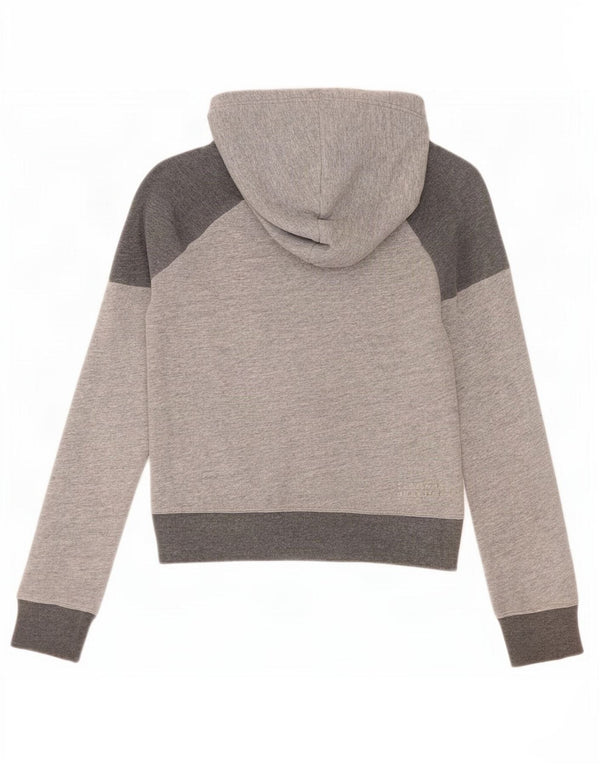 Abercrombie & Fitch Damen-Kapuzenpullover mit Reißverschluss, Gr. 10, Größe S, Grau, Farbblock
