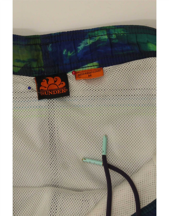 Sundek Mens Swimming Shorts Medium Navy Blue Colourblock Polyester Hawaiian