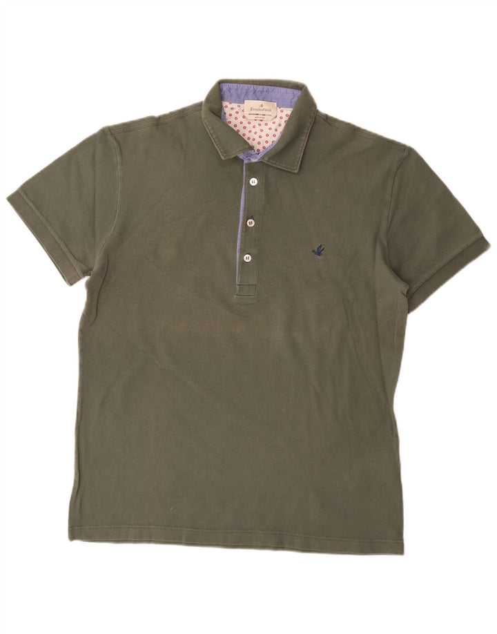 Brooksfield Mens Polo Shirt IT 52 Large Khaki Cotton