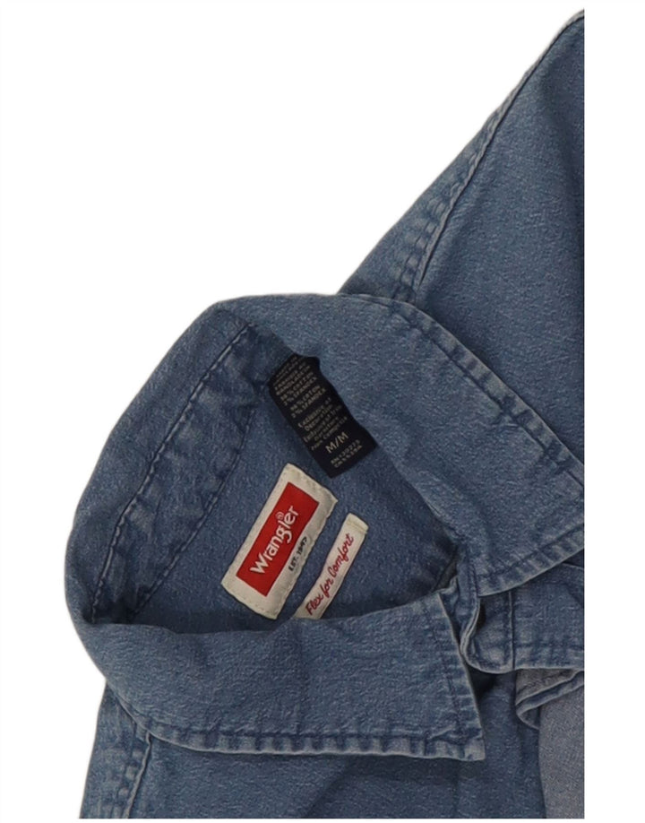 Wrangler Chemise en Jean à Manches Courtes Homme Bleu Moyen Coton