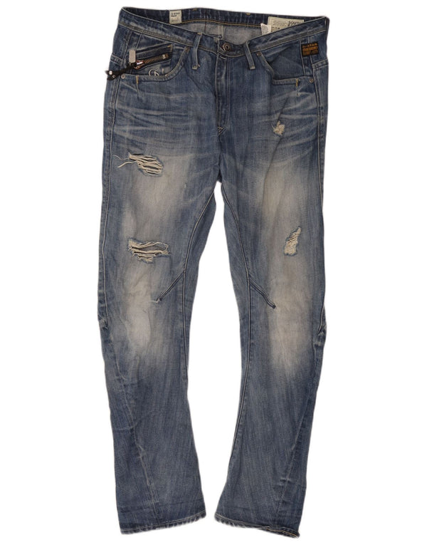 G-Star Mens Distressed Slim Jeans W29 L32 Blue Cotton