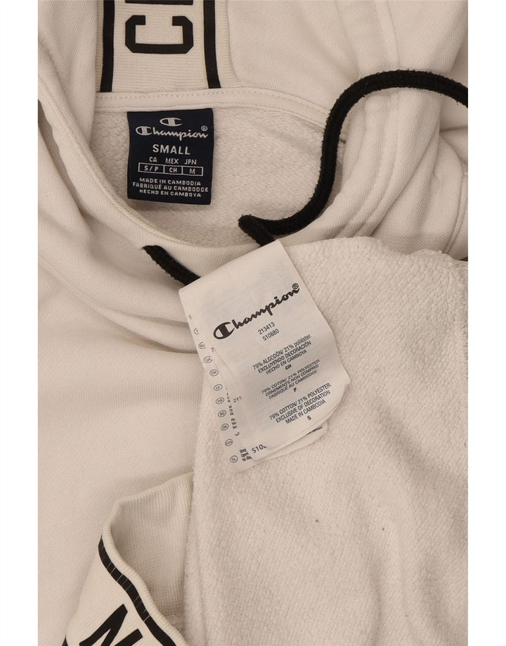 CHAMPION Suéter masculino com capuz gráfico pequeno algodão branco