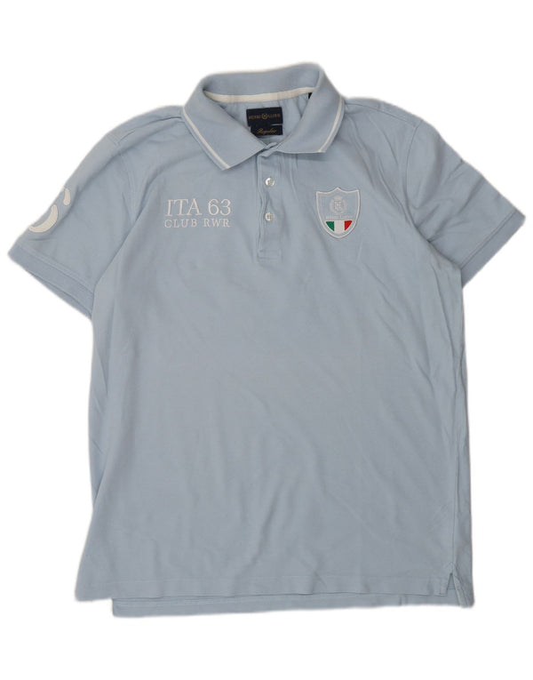 HENRI LLOYD Mens Regular Graphic Polo Shirt Medium Blue Cotton