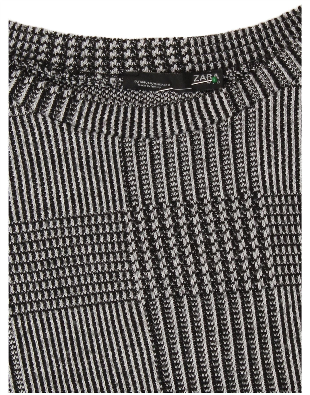 Zara Womens Top Long Sleeve UK 14 Medium Grey Houndstooth Polyester