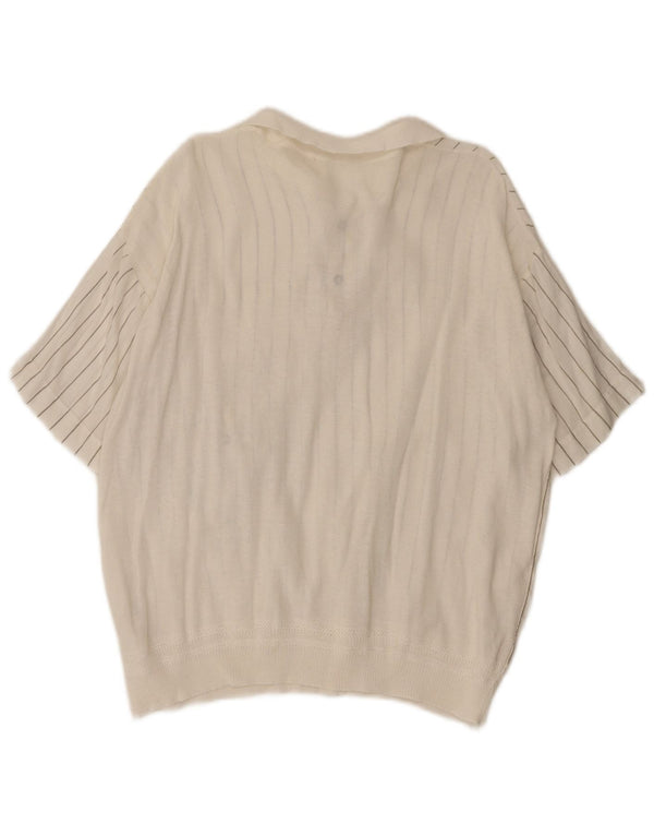 Camicia pullover vintage a maniche corte da uomo piccola a righe bianche
