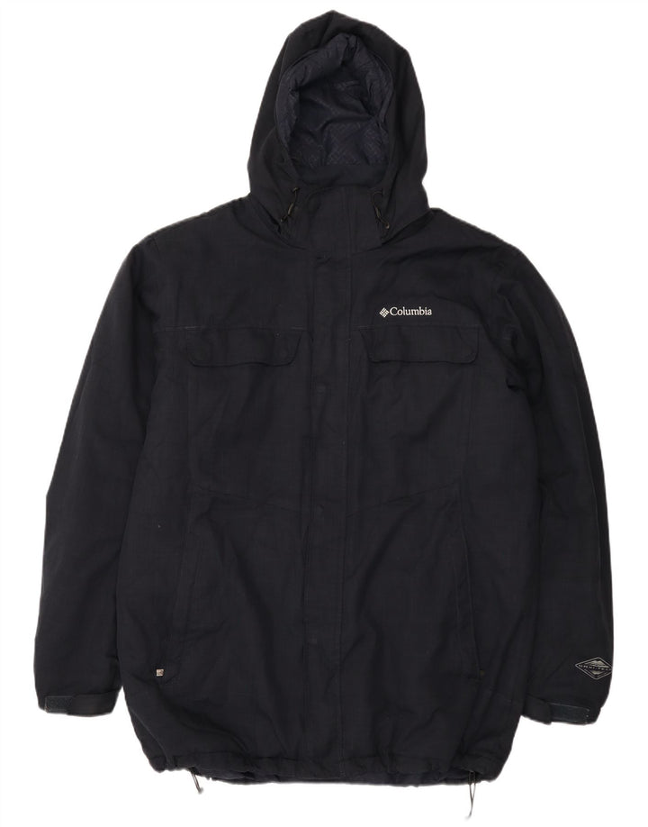 Columbia Mens Hooded Windbreaker Jacket UK 40 Large Navy Blue Polyester