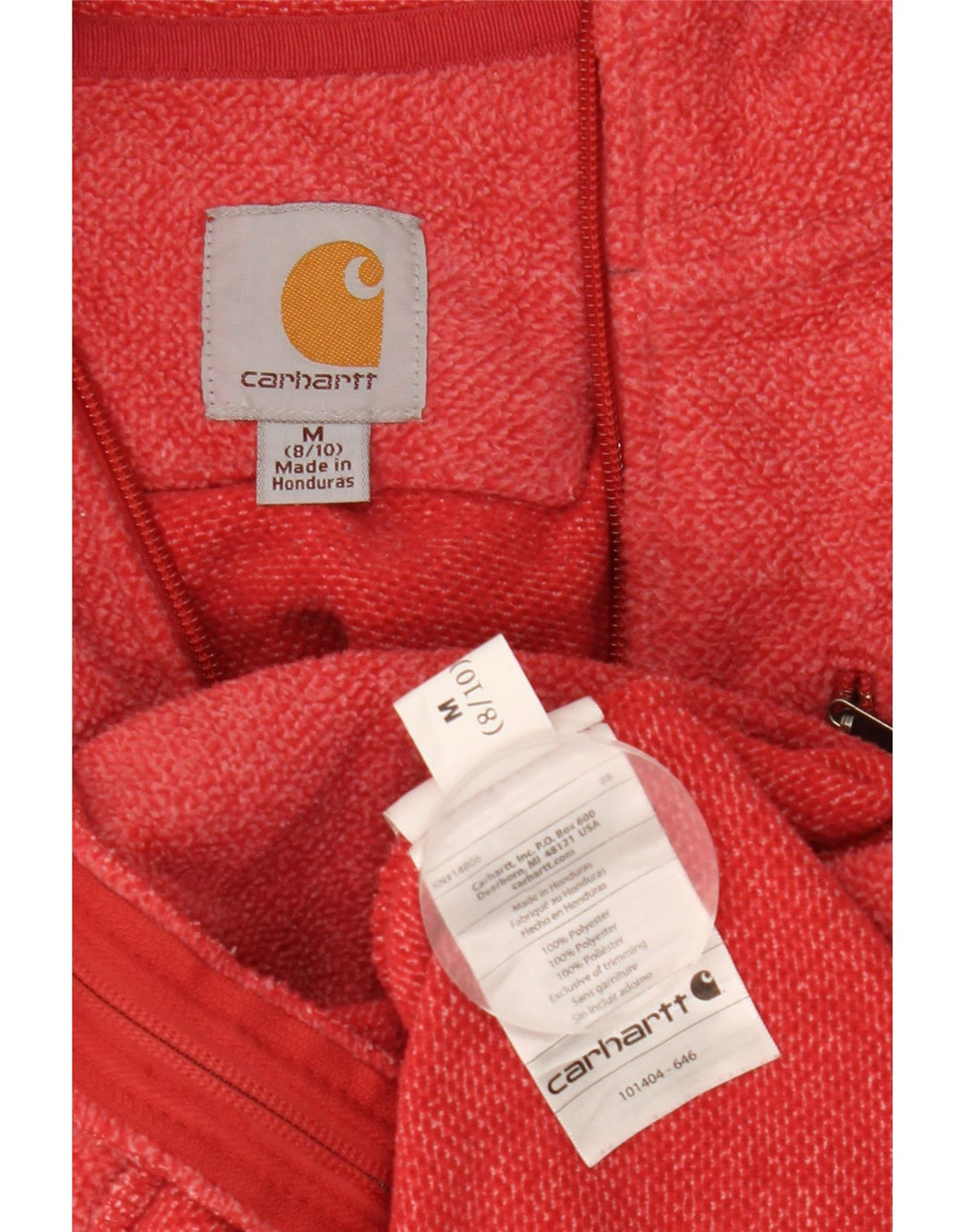 Carhartt Womens Zip Hoodie Sweater US 8/10 Medium Red Flecked Polyester