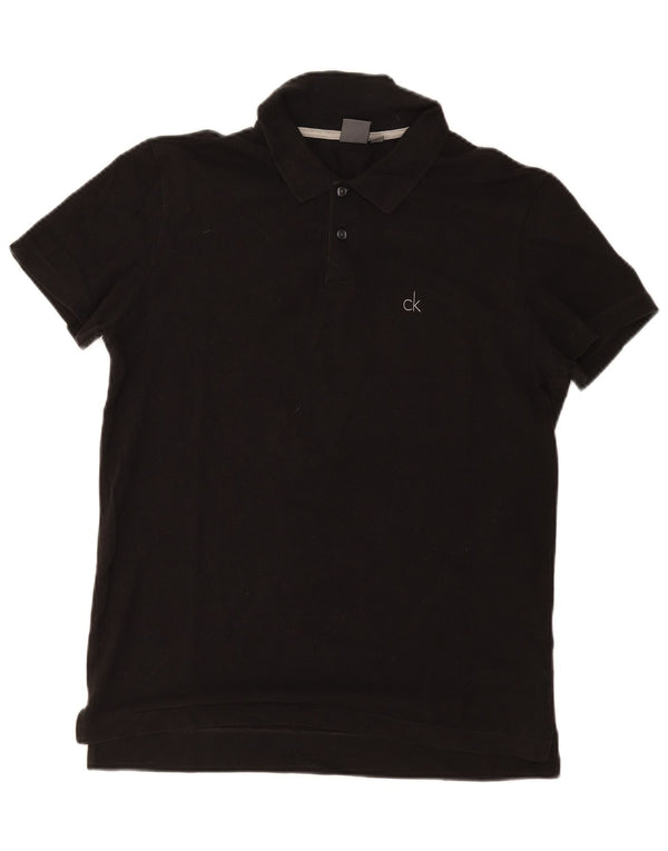 Calvin Klein Mens Polo Shirt IT 48 Medium Black Cotton