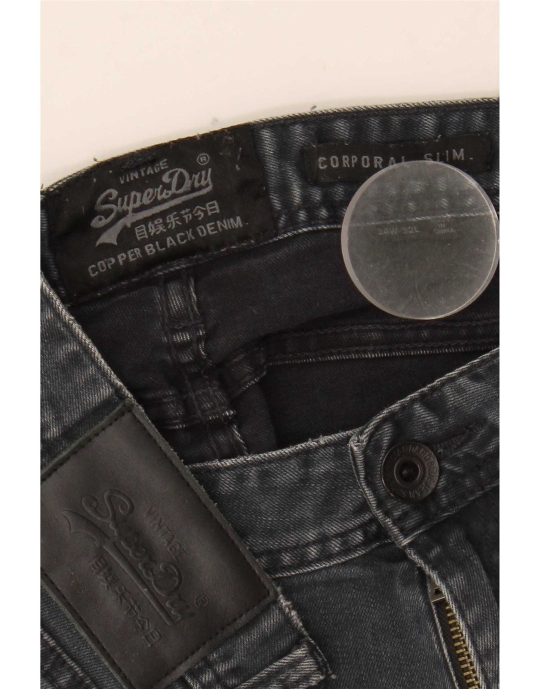 Superdry Mens Corporal Slim Jeans W34 L32 Navy Blue Cotton