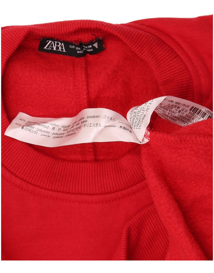 Zara Dame Oversized Sweatshirt Jumper UK 10 Lille Rød Bomuld