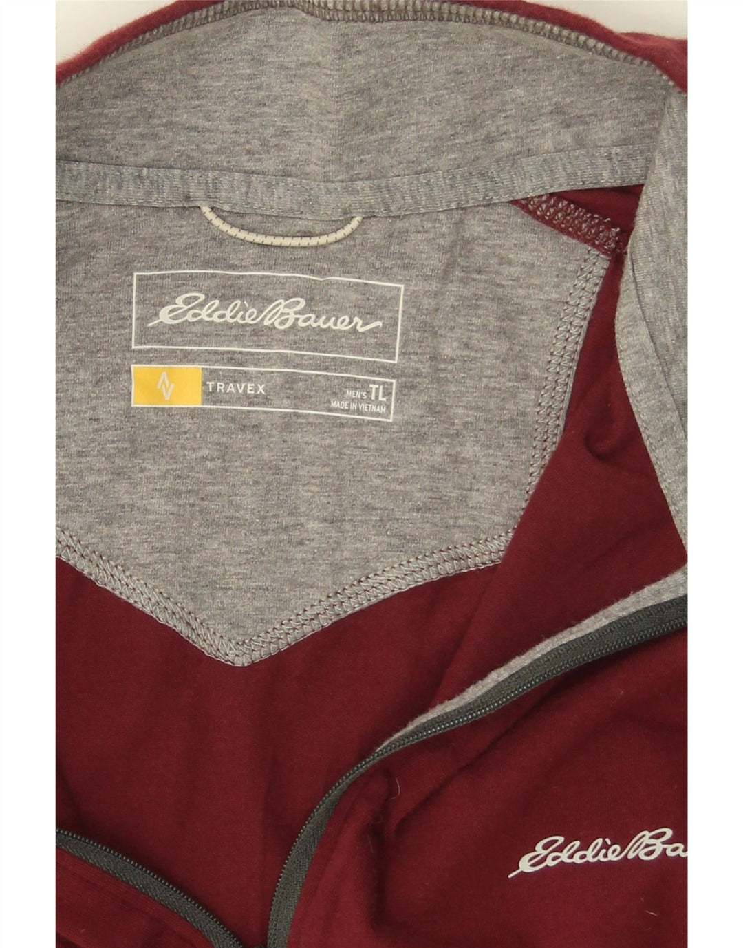 EDDIE BAUER Mens Zip Neck Sweatshirt Jumper Large Burgundy Cotton Vintage Eddie Bauer and Second-Hand Eddie Bauer from Messina Hembry 
