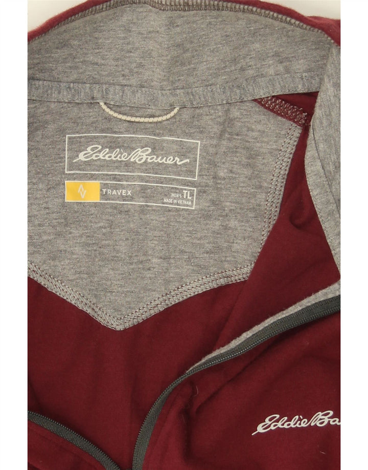 EDDIE BAUER Mens Zip Neck Sweatshirt Jumper Large Burgundy Cotton Vintage Eddie Bauer and Second-Hand Eddie Bauer from Messina Hembry 