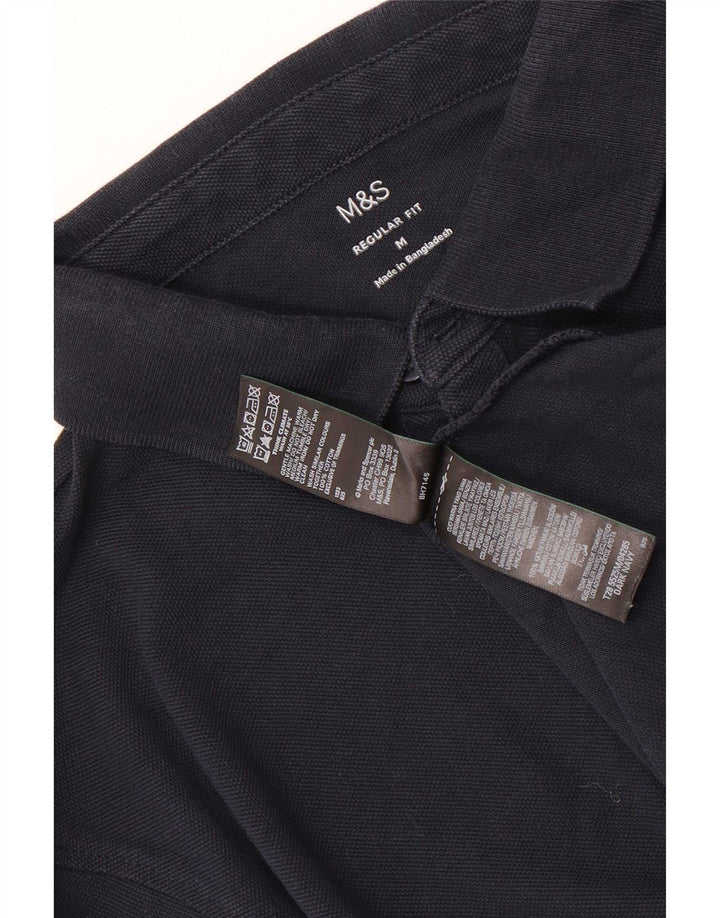 Marks & Spencer Herre langærmet Regular Fit Polo Shirt Medium Navy Blue