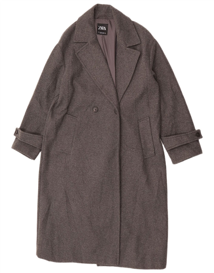 Zara Manteau croisé pour femme UK 14 Polyester gris moyen