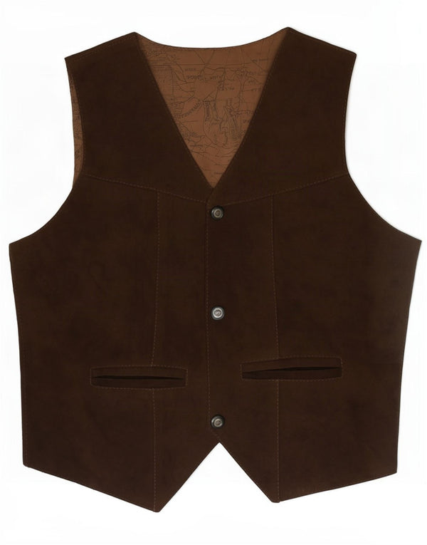 gilet en daim vintage pour hommes petit brun
