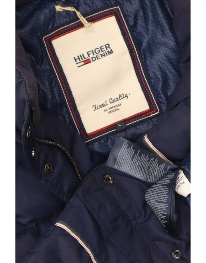 Jaqueta acolchoada feminina Tommy Hilfiger Reino Unido 16 grande poliéster azul marinho