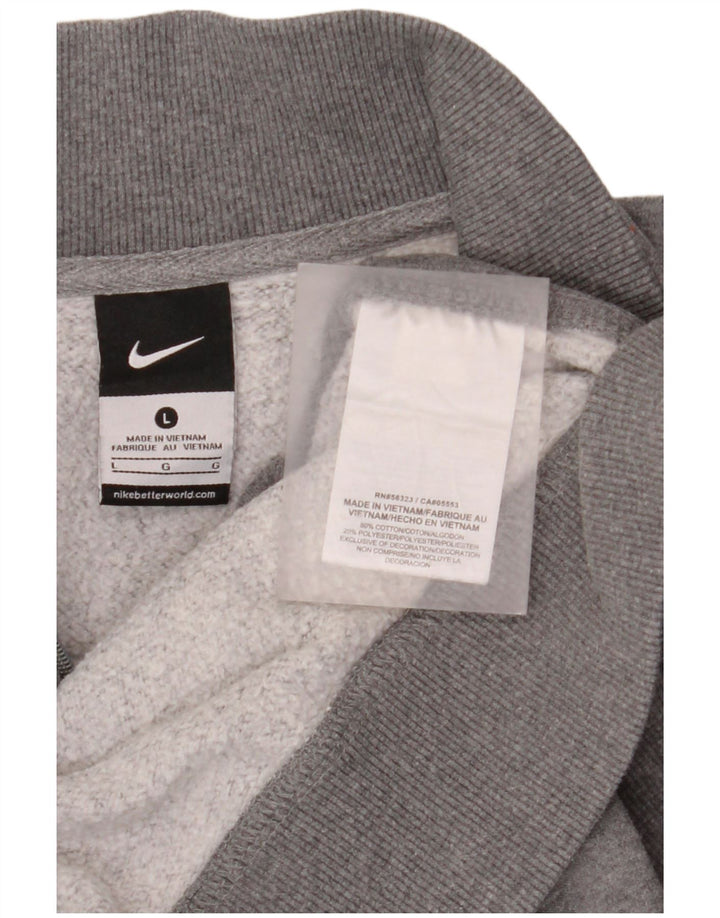 Nike Mens Zip Neck Sweatshirt Jumper Large Grey Flecked Cotton