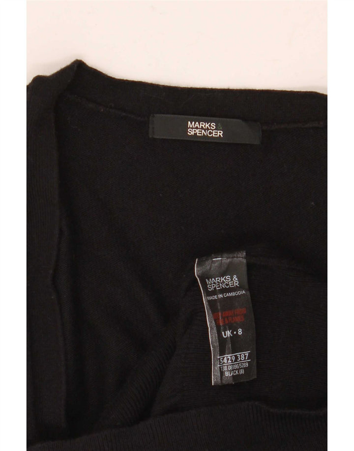 Marks & Spencer Womens Longline Cardigan Sweater UK 8 Small Black Viscose