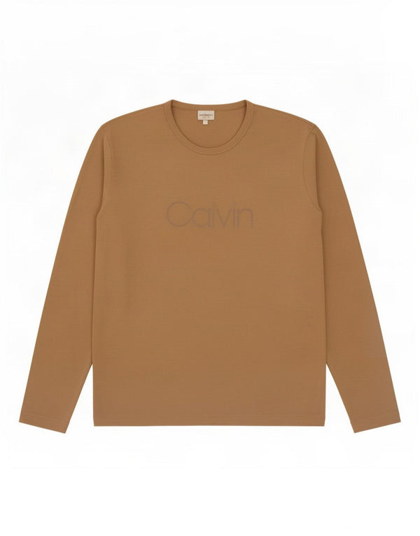 Calvin Klein Haut graphique à manches longues pour hommes, grand beige