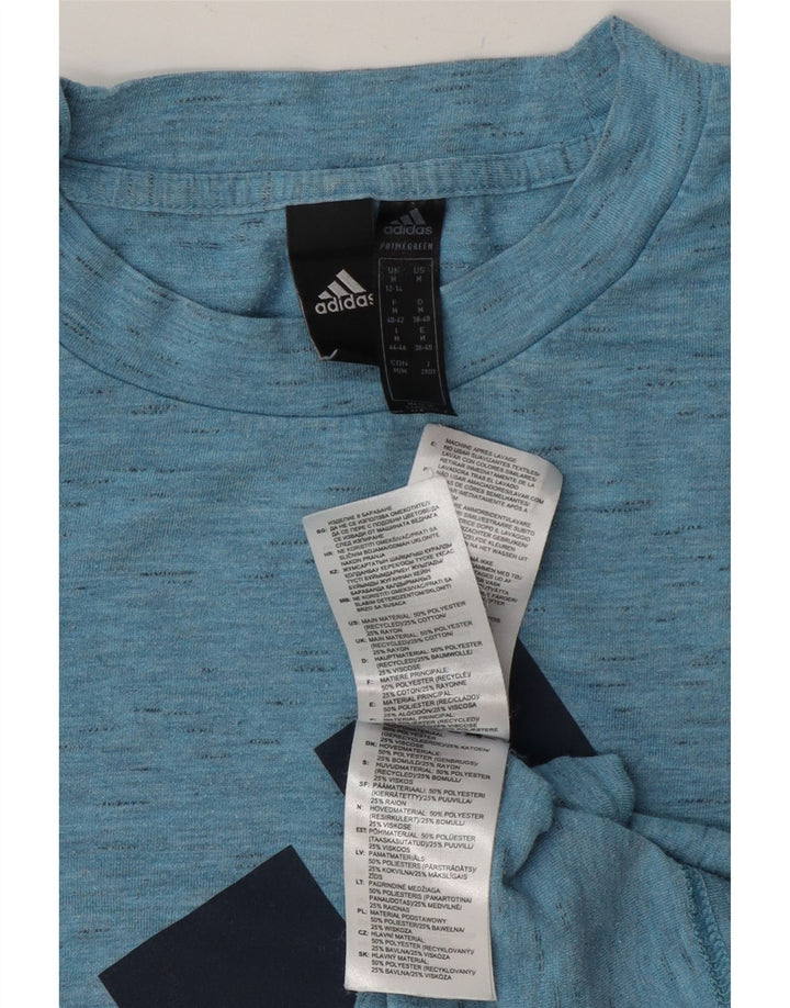Adidas Womens Graphic T-Shirt Top UK 12/14 Medium Blue Flecked Polyester