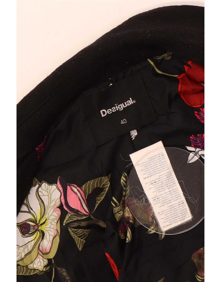 Desigual Dame 1-knaps blazerjakke EU 40 Medium Black Floral Polyester