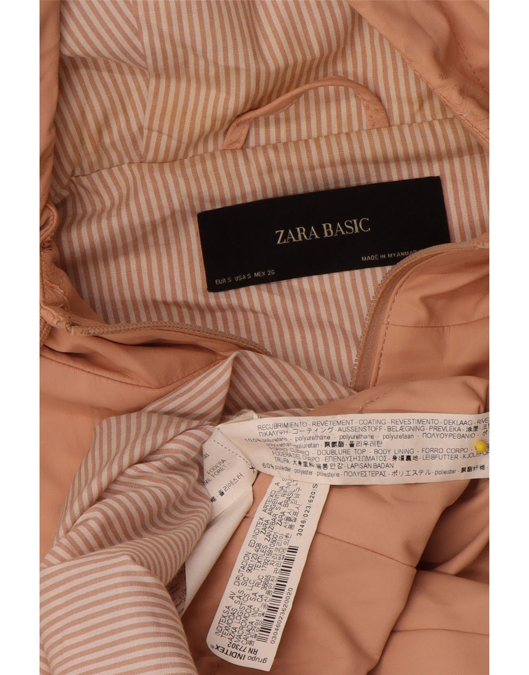 Zara Womens Hooded Raincoat UK 10 Small Pink Polyurethane